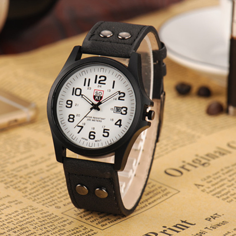 Vintage Classic Men&apos;s Waterproof Date Leather Strap Sport Quartz Army Watch