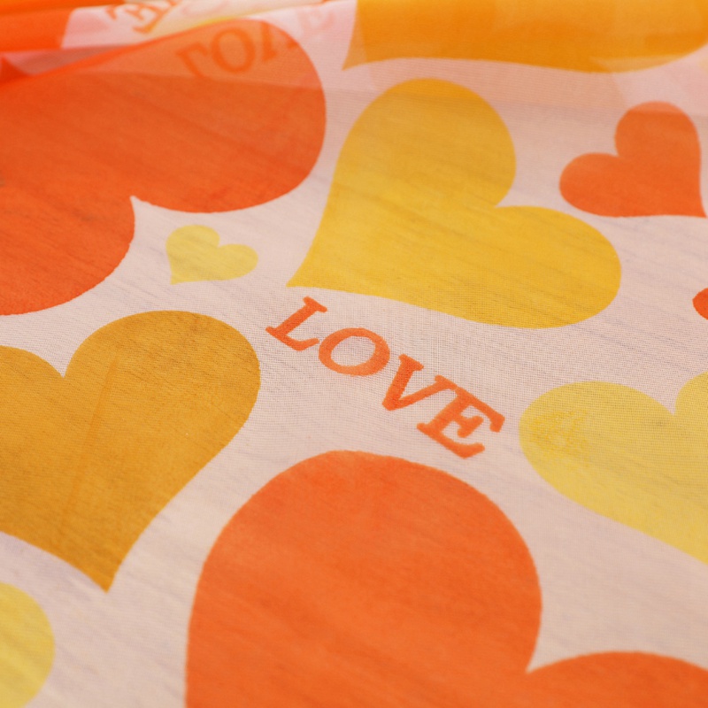 Home Window Decoration Fashion Washable Gauze Curtain Printed Love Hearts Rod Curtain