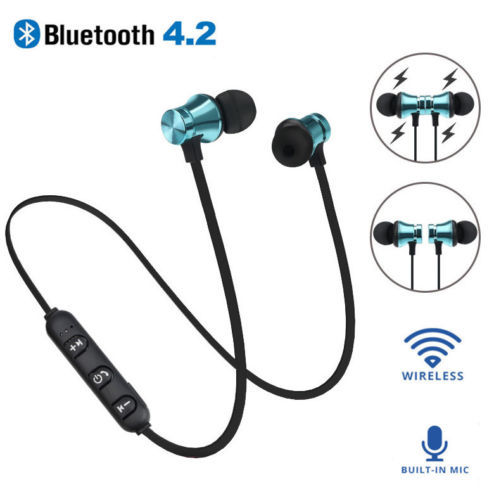 Metal Sports Bluetooth Headphone Magnetic Earpiece Stereo Wireless Headset for Mobile Phone