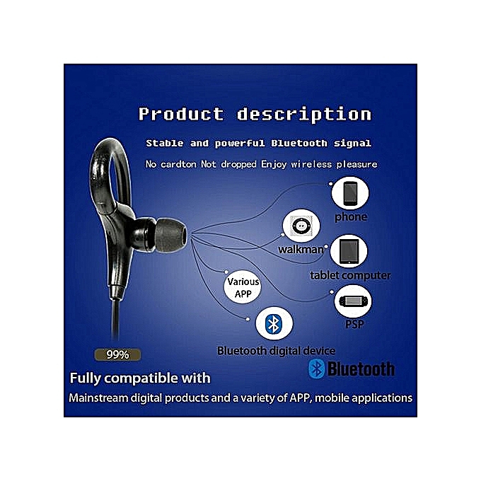 Bluetooth Earphones Wireless Headphones Sport Headset Waterproof Stereo Handsfree Running Earpiece