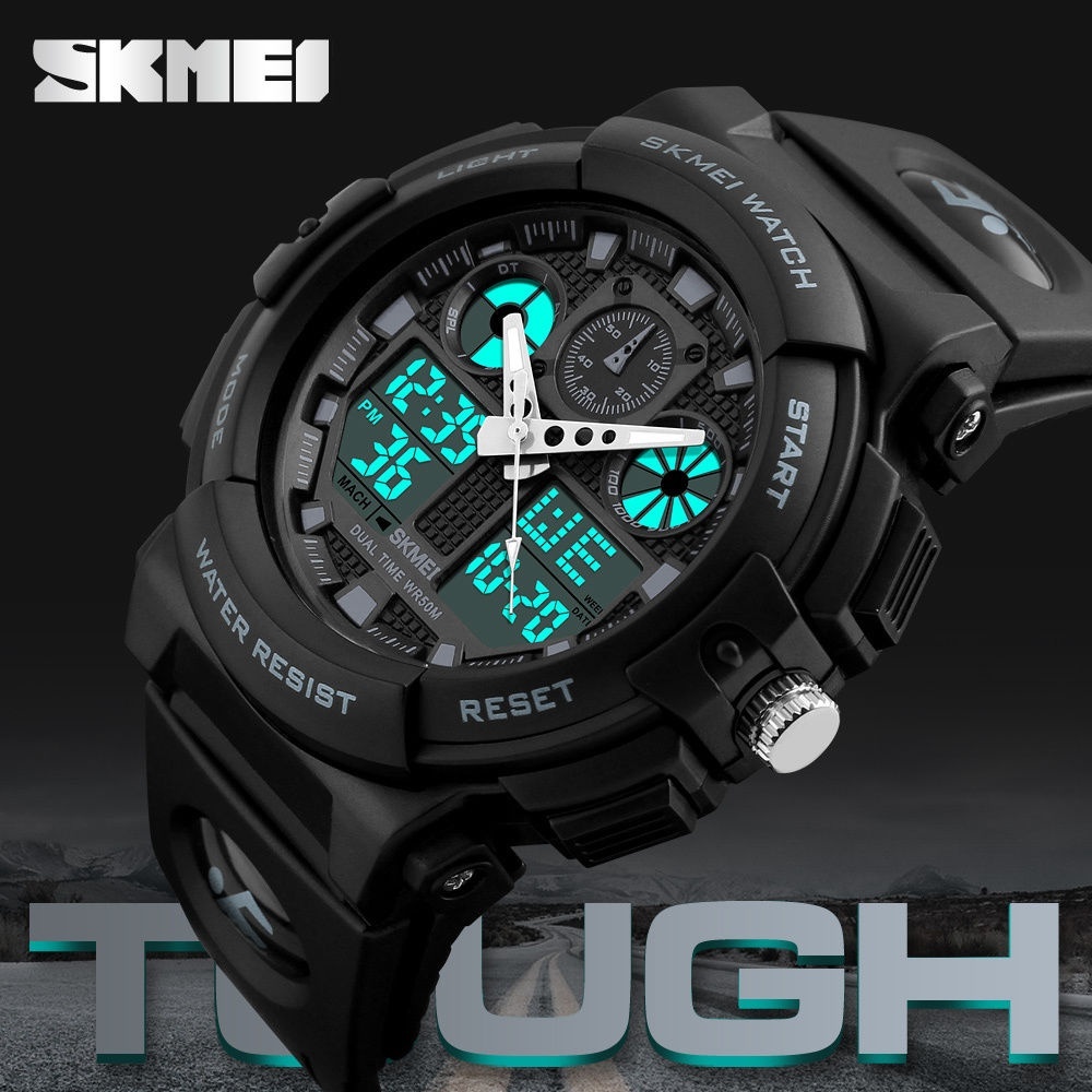 SKMEI Fashion Men&apos;s LED Digital Alarm Date Military Sports Army Waterproof Quartz Watch