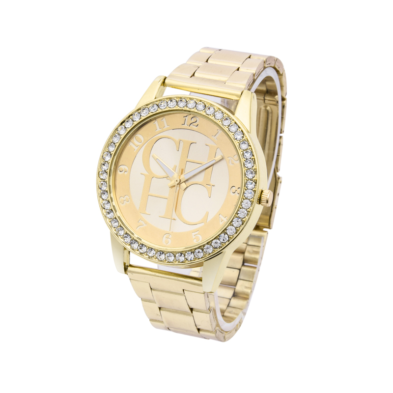 Watches Women Casual Dress Quartz Gold Mother&apos;s Day Stainless Steel Crystal Ladies Wristwatches