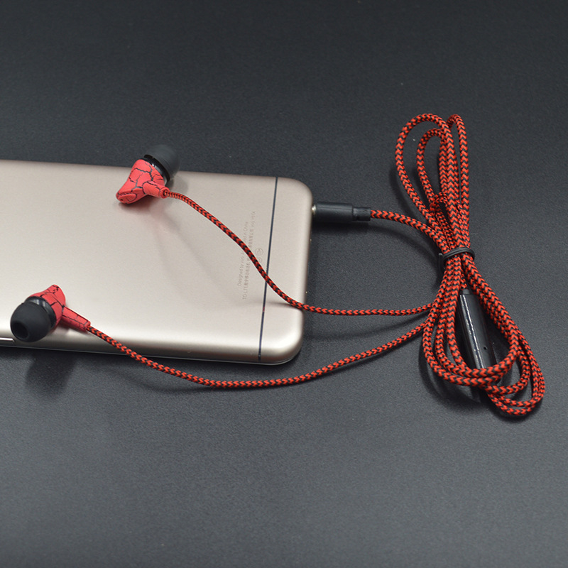 Woven Wire Cell Phone Earphone In-ear Universal Wire Controlled Gift Earphone Fashion Crack Headset