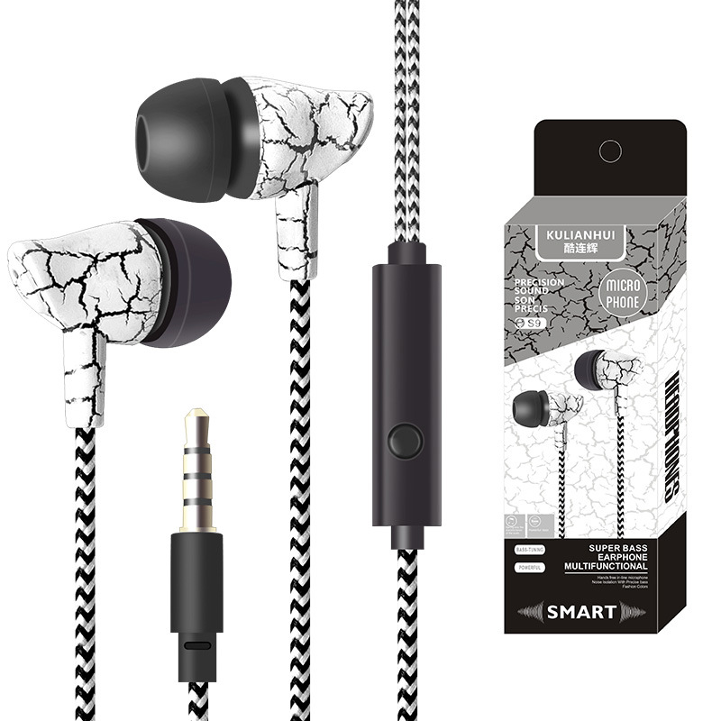 Woven Wire Cell Phone Earphone In-ear Universal Wire Controlled Gift Earphone Fashion Crack Headset