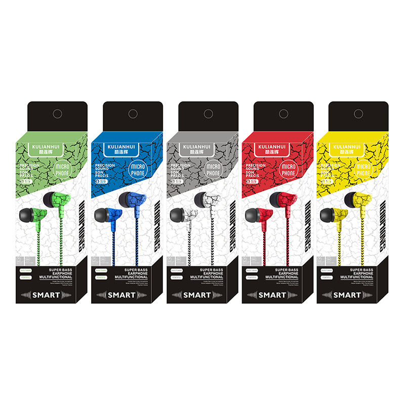 Woven Wire Cell Phone Earphone In-ear Universal Wire Controlled Gift Earphone Fashion Crack Headset