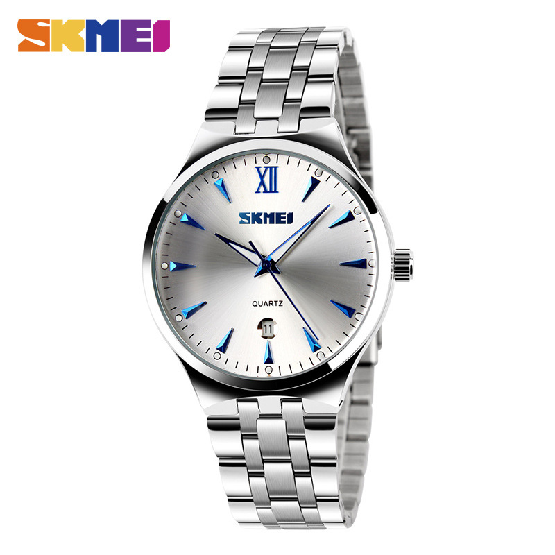 SKMEI Men Women Watch Stainless Steel Quartz Calendar Sport Quartz Watch Couple Watches Women