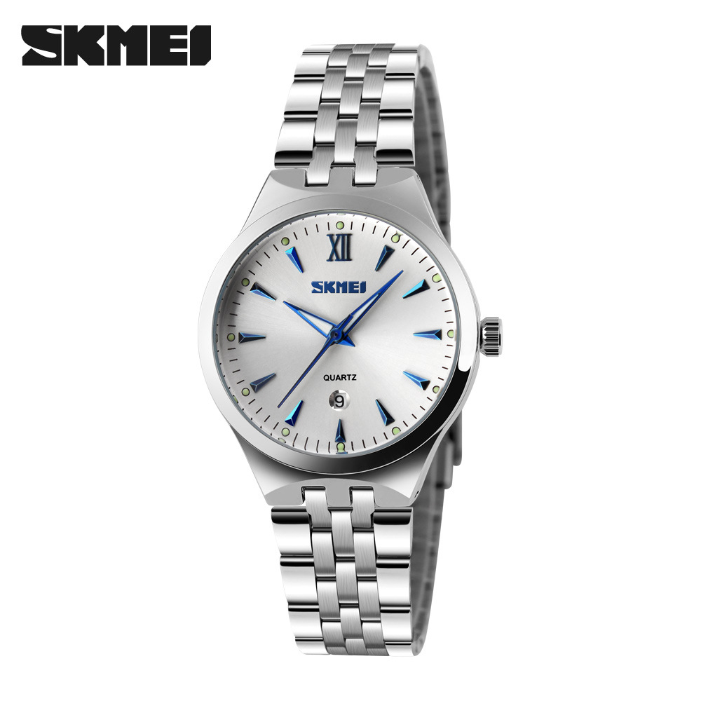 SKMEI Men Women Watch Stainless Steel Quartz Calendar Sport Quartz Watch Couple Watches Women