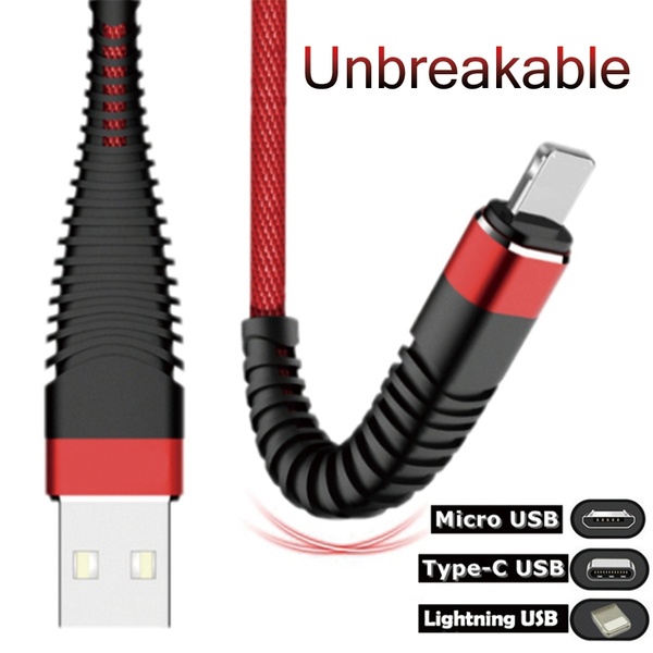 High Tensile Braid Phone Cable Unbreakable Fast Charing for iPhone/5/6/7/8 iphoneX Infinix TypeC