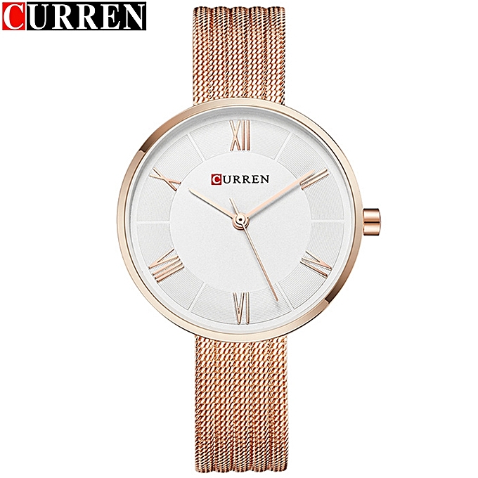 CURREN Women Watches With Steel Band Quartz Roman Scale Waterproof Watch