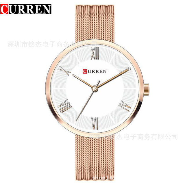 CURREN Women Watches With Steel Band Quartz Roman Scale Waterproof Watch
