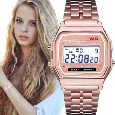 F91w Sports Children's Electronic Metal Watch Multi-function Luminous Alarm Clock Steel Watch