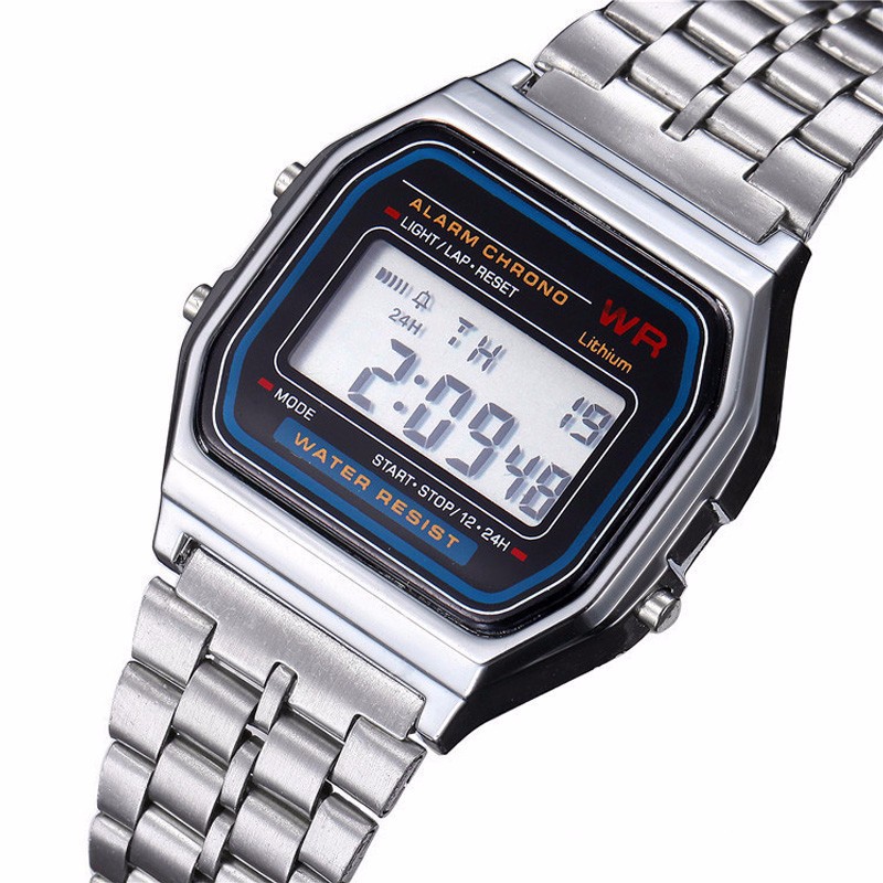 F91w Sports Children's Electronic Metal Watch Multi-function Luminous Alarm Clock Steel Watch