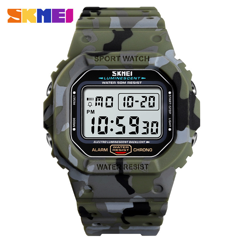 SKMEI Multi-function Anti-vibration Military Camouflage Boys Watch Moments Sports Electronic Watch