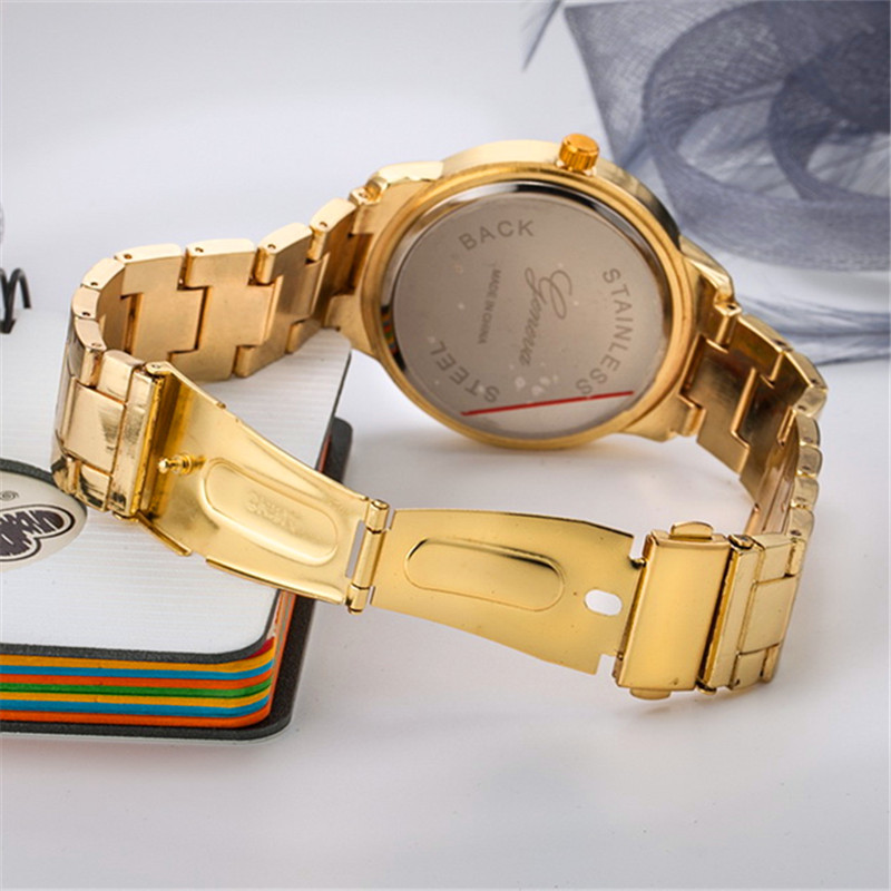 Geneva Watches Men Casual  Luxury Full Steel  Calendar Quartz Wrist Women&apos;s Fashion Watch Watches