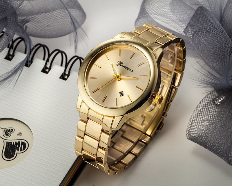 Geneva Watches Men Casual  Luxury Full Steel  Calendar Quartz Wrist Women&apos;s Fashion Watch Watches