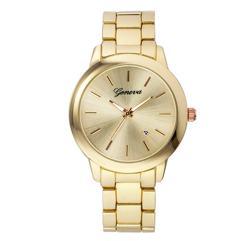 Geneva Watches Men Casual  Luxury Full Steel  Calendar Quartz Wrist Women&apos;s Fashion Watch Watches