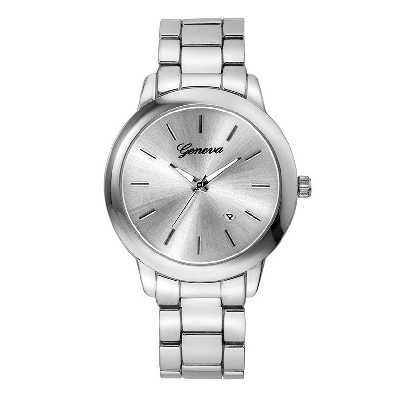 Geneva Watches Men Casual  Luxury Full Steel  Calendar Quartz Wrist Women&apos;s Fashion Watch Watches