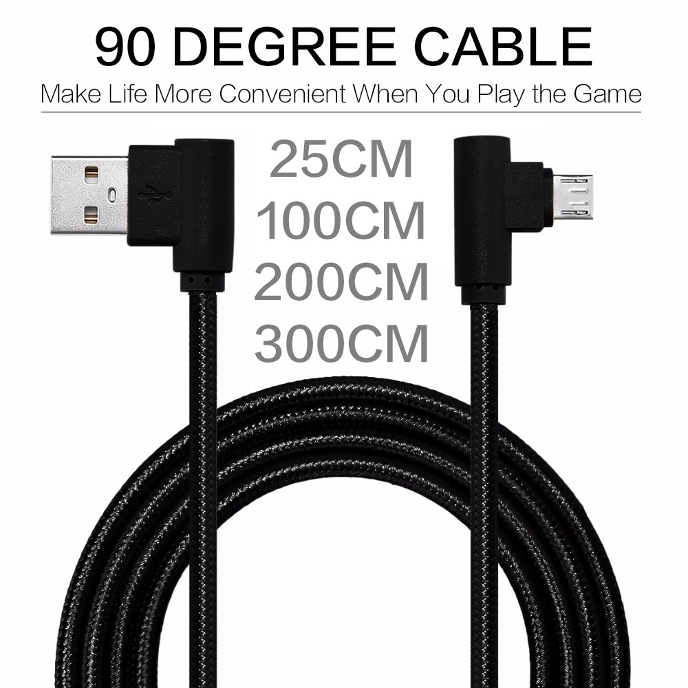 Extra Long USB Cable 90 Degree Angle Connector Tangle-Free Nylon Braided Wire Cord Data USB Type-C