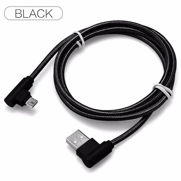 Extra Long USB Cable 90 Degree Angle Connector Tangle-Free Nylon Braided Wire Cord Data USB Type-C