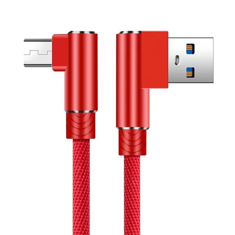 Extra Long USB Cable 90 Degree Angle Connector Tangle-Free Nylon Braided Wire Cord Data USB Type-C