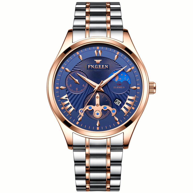 FNGEEN Lmitation Six-pin Design Men's Watch Waterproof Luminous Watch Male Calendar Student Watch