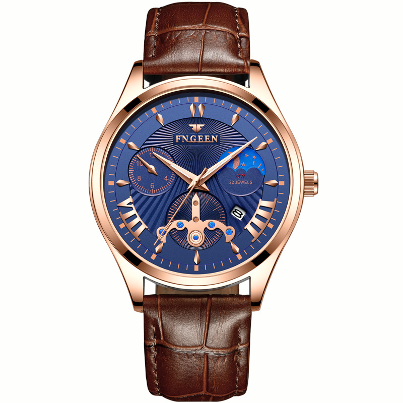 FNGEEN Lmitation Six-pin Design Men's Watch Waterproof Luminous Watch Male Calendar Student Watch