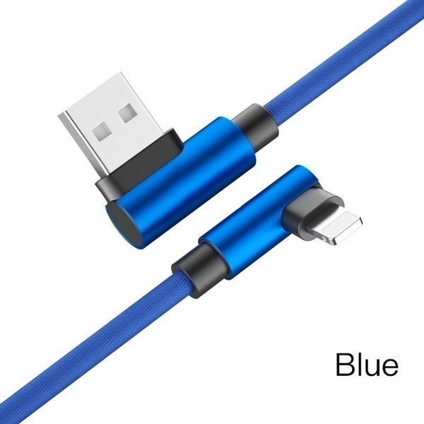 90 Degree mobile data cable for Iphone 6s 7 8 type-c Android v8 double elbow usb nylon Charger