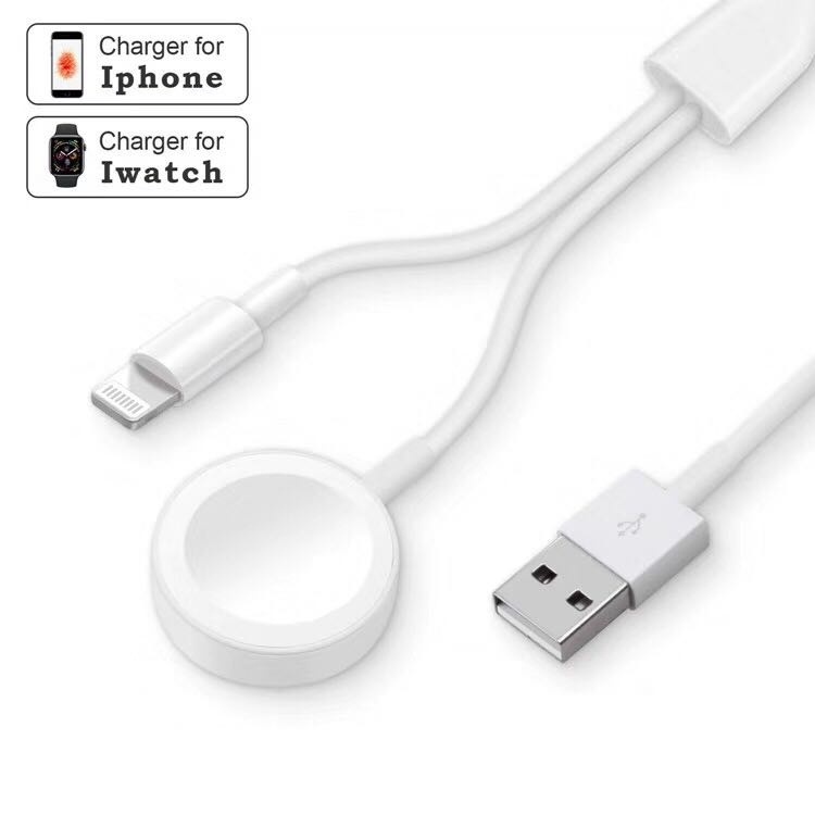 Portable 2 in 1 USB Cable for Iphone and Apple Watch, Wireless Magnetic Cable for Apple Watch