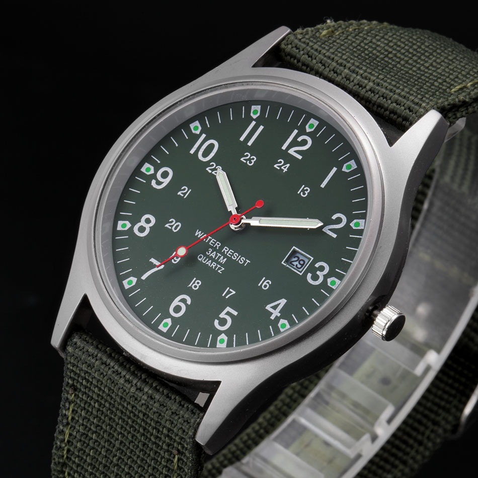 Military Watches Men Nylon Strap Water Resiatnt Casual Quartz with Calendar Army Relojes Hombre