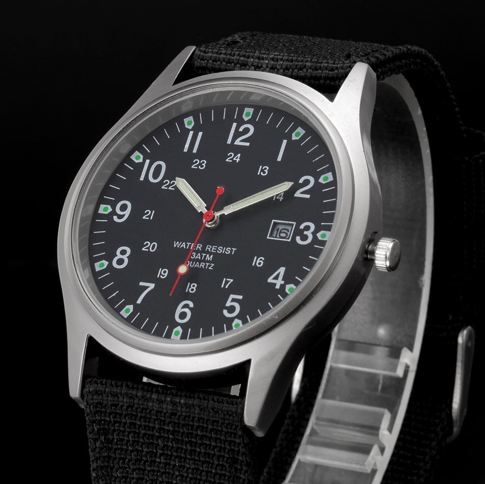 Military Watches Men Nylon Strap Water Resiatnt Casual Quartz with Calendar Army Relojes Hombre