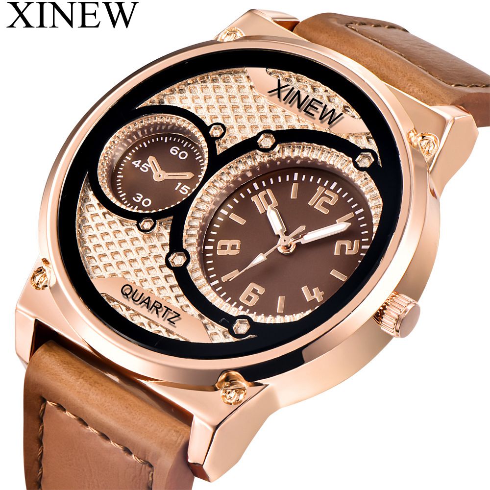 XINEW Pu Men's Fashion Wrist Watch Fashion Casual Creative Outlook Sports Wristwatch Quartz Watch
