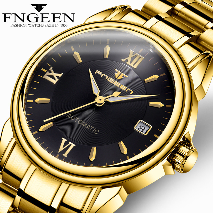 FNGEEN Fully Automatic Calendar Mechanical Watch Tourbillon Hollowed Out Waterproof Watch