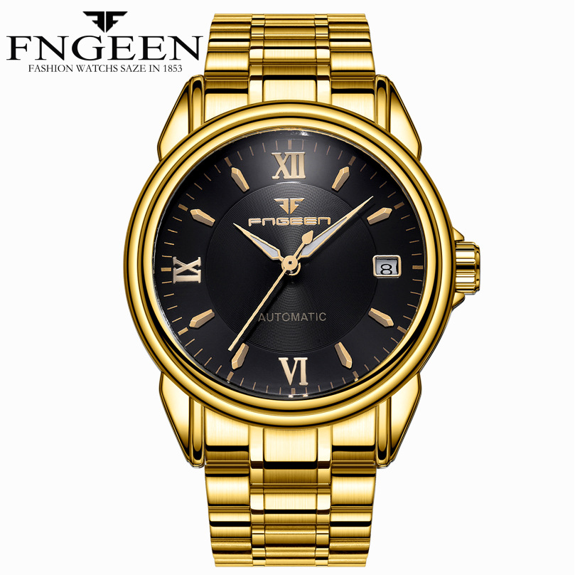 FNGEEN Fully Automatic Calendar Mechanical Watch Tourbillon Hollowed Out Waterproof Watch