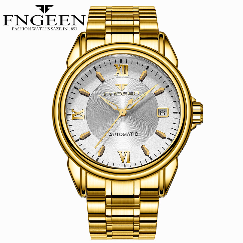 FNGEEN Fully Automatic Calendar Mechanical Watch Tourbillon Hollowed Out Waterproof Watch