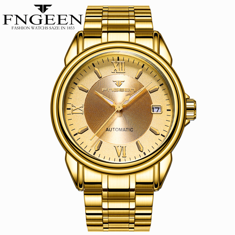 FNGEEN Fully Automatic Calendar Mechanical Watch Tourbillon Hollowed Out Waterproof Watch