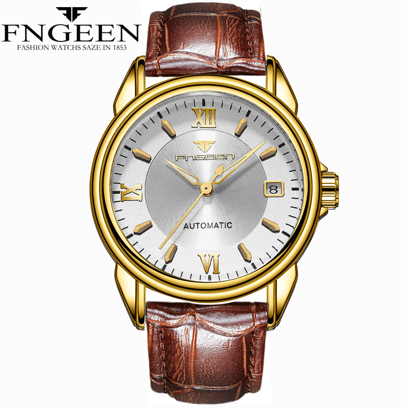 FNGEEN Fully Automatic Calendar Mechanical Watch Tourbillon Hollowed Out Waterproof Watch