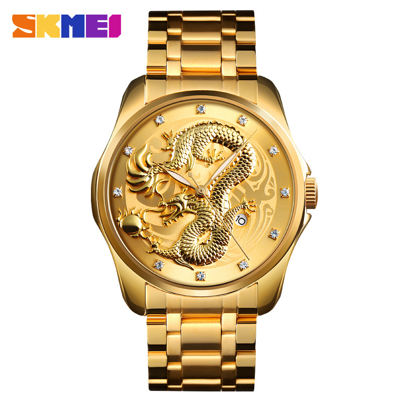Skmei Men Quartz Watch Sport Watches Luxury Dragon Business Wristwatches Waterproof Male Clock