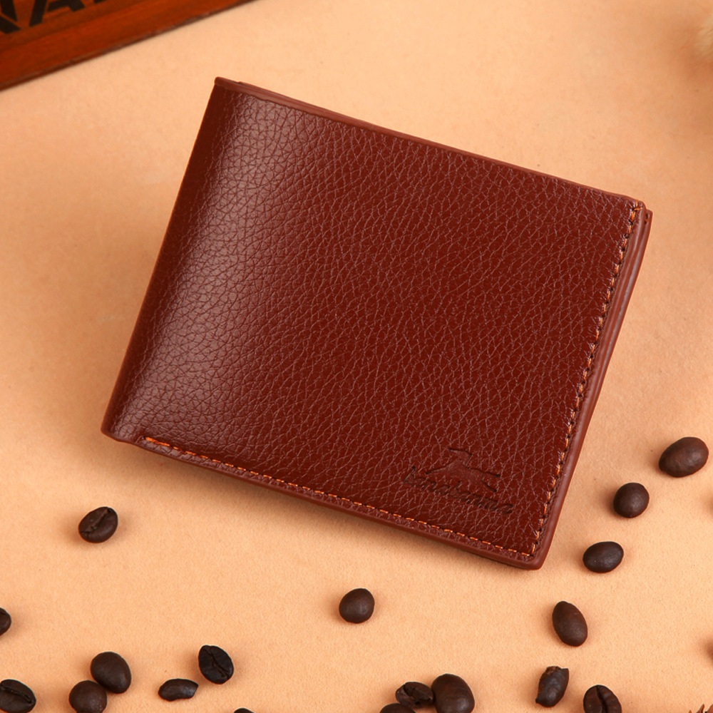 HENGSHENG Men Short Paragraph Wallet Business Casual Leather PU Wallet Men Fashion Bag