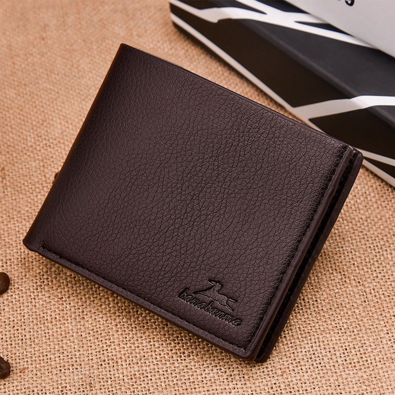HENGSHENG Men Short Paragraph Wallet Business Casual Leather PU Wallet Men Fashion Bag