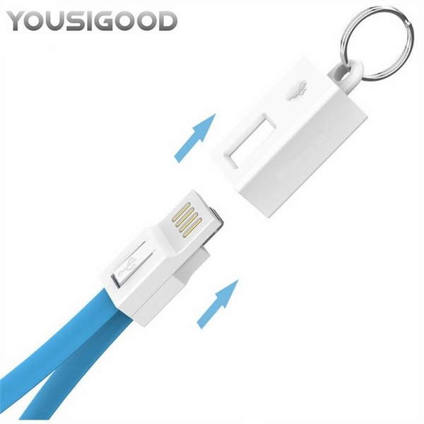 2pcs Mini KeyChain For iPhone Micro USB Cable / For Lightning Charger Sync Data Cord USB Accessory
