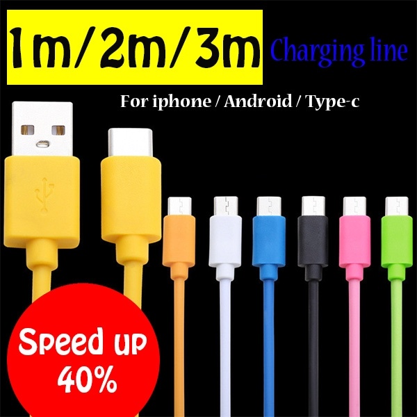 3m/2m/1m Fashion Fast Charging Colorful USB Cable for Iphone for Android for Type-c Charging Line