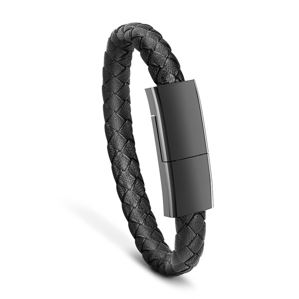 Bestmotoring Lightning Line Data Charging Leather Bracelet Charger  for IPhone Andriod Type-c