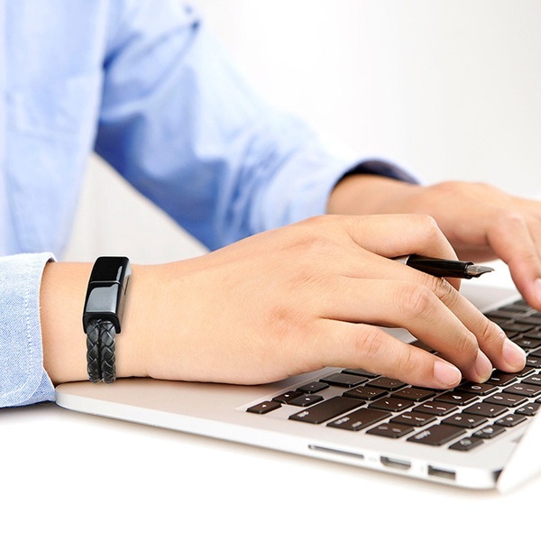 Bestmotoring Lightning Line Data Charging Leather Bracelet Charger  for IPhone Andriod Type-c