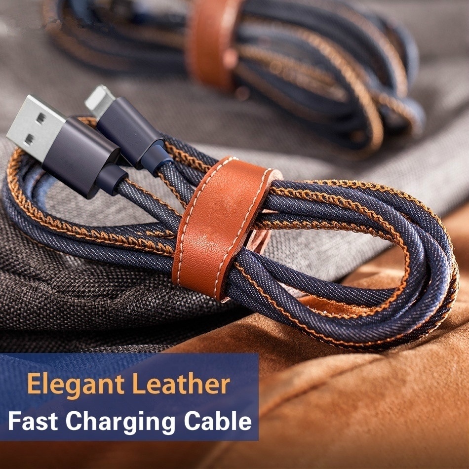 For Android Type-c Cable and For iPhone X 8 7 6 5 Cowboy Weaving USB Fast Charging Adapter