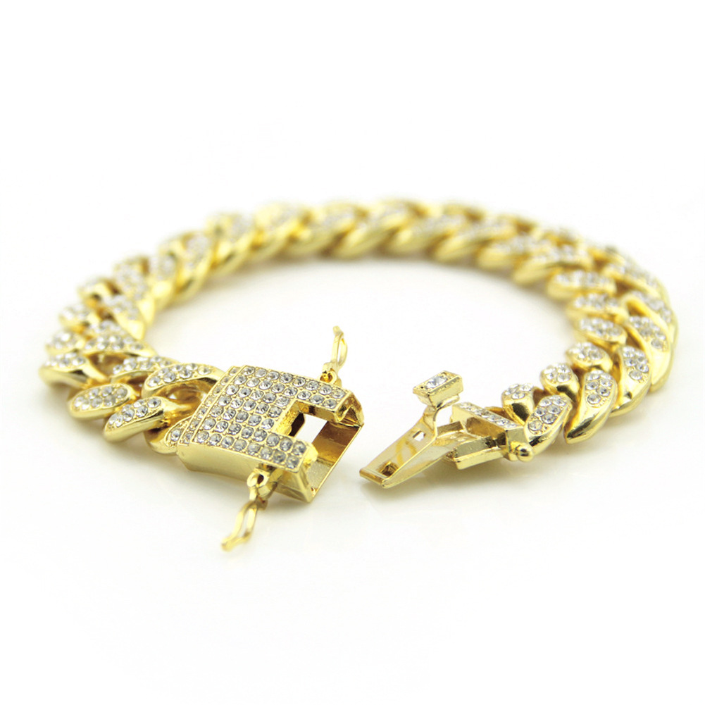 18k Hip hop Bracelet Jewelry Rhinestones Cuban Bracelet Hiphop Men's Fashion Diamond Jewelry