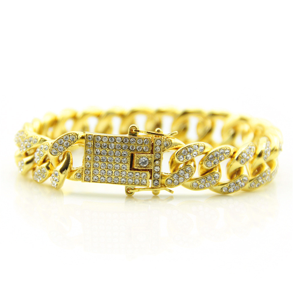 18k Hip hop Bracelet Jewelry Rhinestones Cuban Bracelet Hiphop Men's Fashion Diamond Jewelry