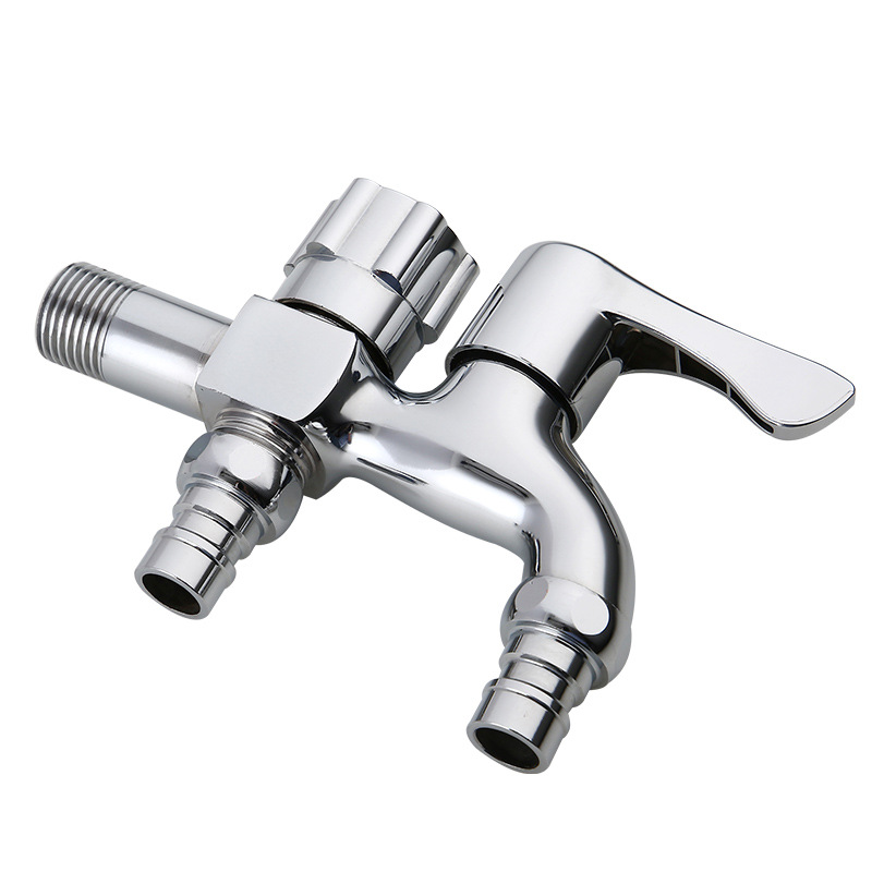 Two Way Faucet Water Tap ABS Washing Machine Sink Tap with Double Spout&amp;Handle G1/2 Blossom Handle