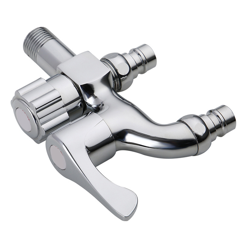 Two Way Faucet Water Tap ABS Washing Machine Sink Tap with Double Spout&amp;Handle G1/2 Blossom Handle