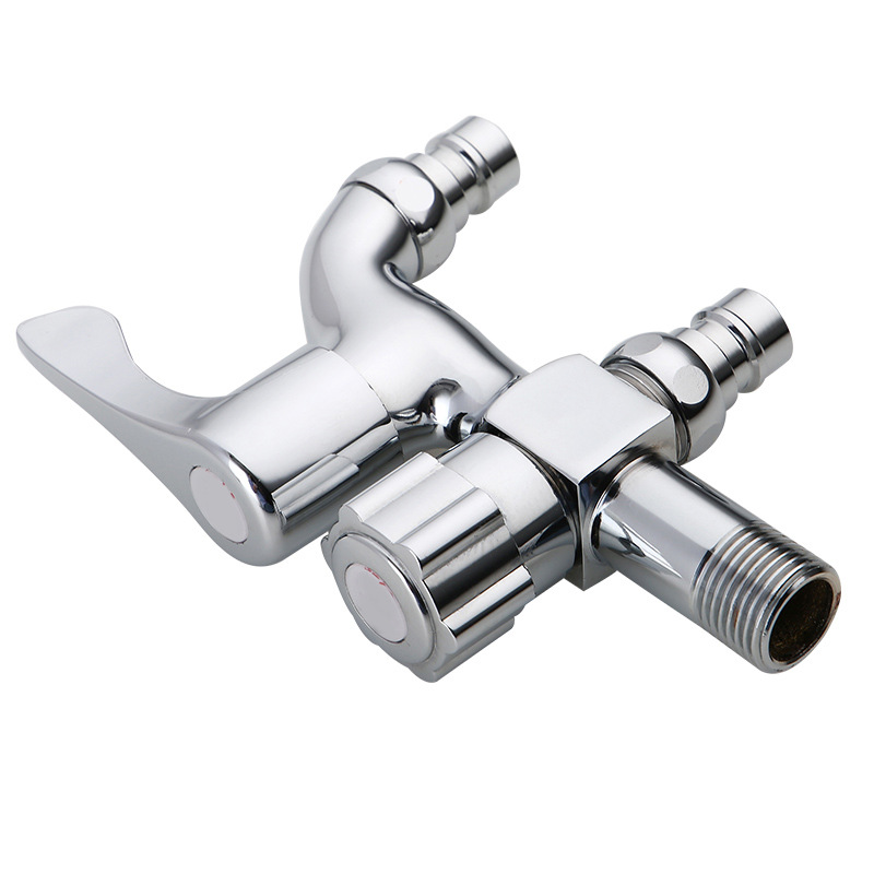 Two Way Faucet Water Tap ABS Washing Machine Sink Tap with Double Spout&amp;Handle G1/2 Blossom Handle