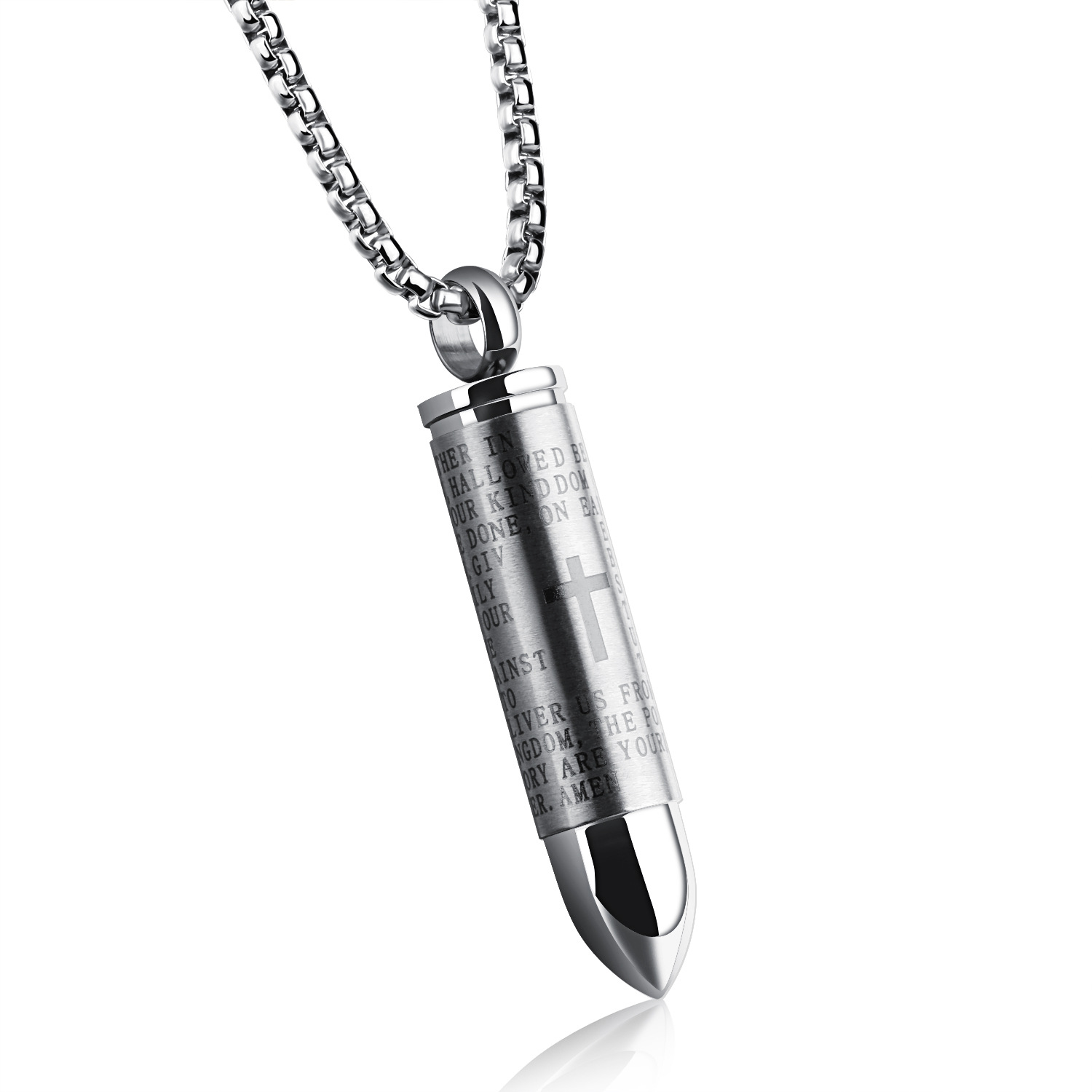 Stainless Steel Men's Pendant Unscrewed Creative Cross Can be Loaded with a Paper Necklace&amp;Ring